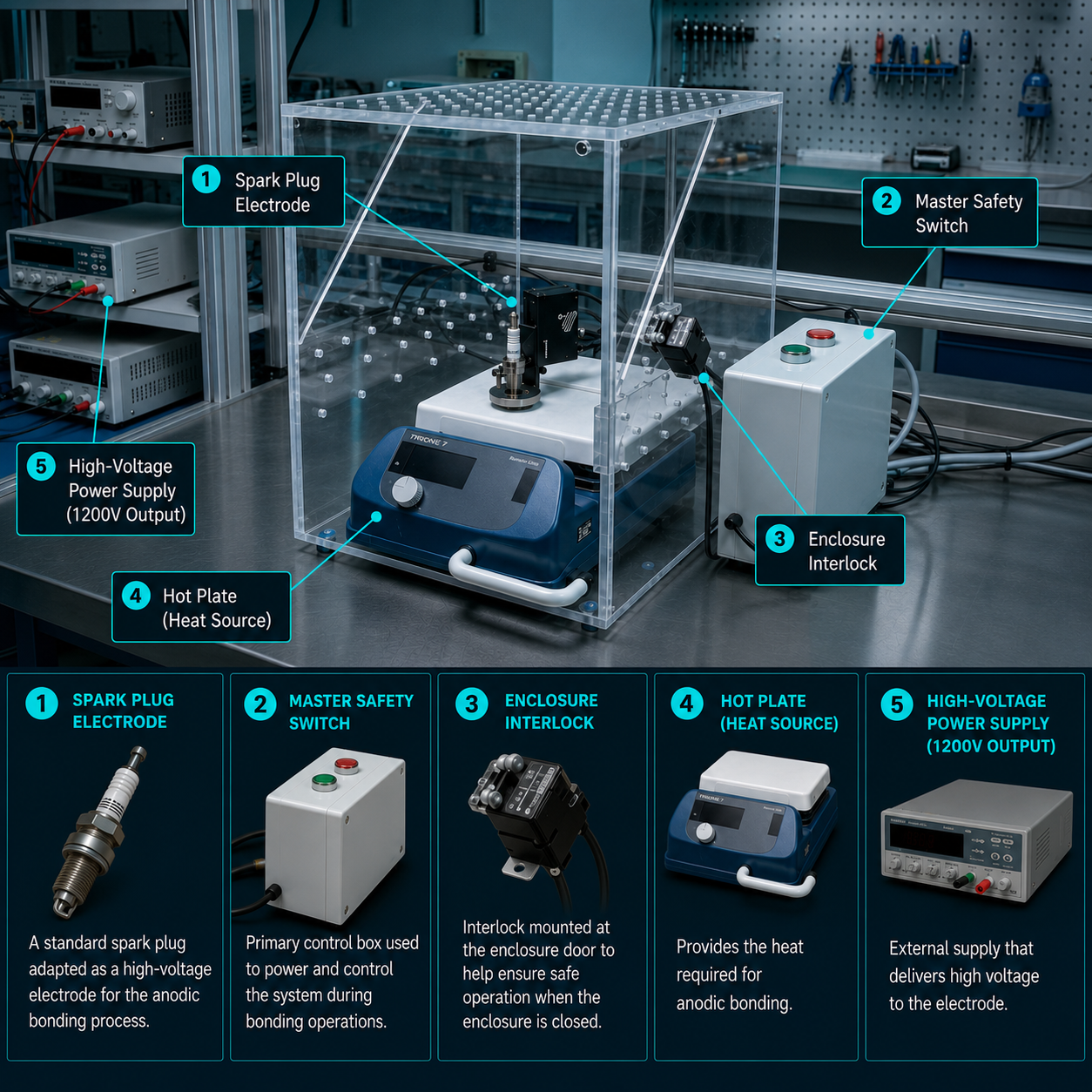 Annotated anodic bonding station system components